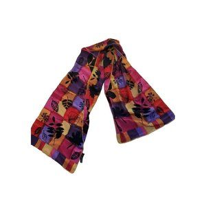 Vintage Halston Multicolored Bold Leaf Print Silk Women's Scarf